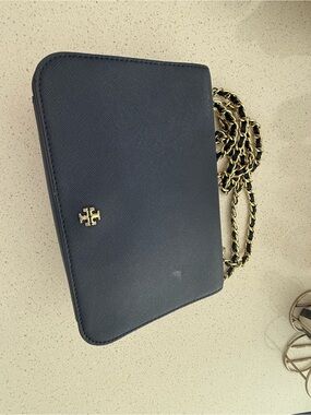 Tory Burch Navy Crossbody with Gold Chain